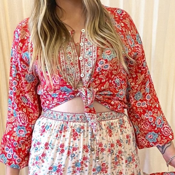 Arnhem Tops - ARNHEM Harmony Strawberries and Cream Blouse Top NWT RRP$149